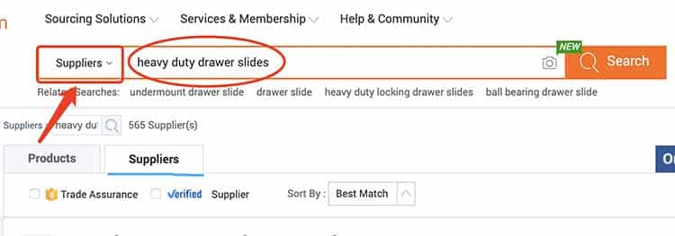 Suppliers search